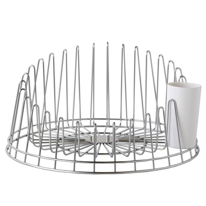 Alessi Apd04 a Tempo Egouttoir à Vaisselle en Acier Inoxydable 18/10 Brillant avec Égouttoir à Couverts en Résine Thermoplastiqu