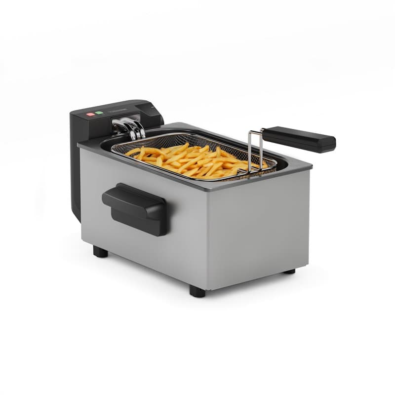 Tristar Friteuse en Acier Inoxydable, Capacité 3L, Température Réglable jusqu’à 190°C, Zone Froide, Pièces Lavables Lave-Vaissel