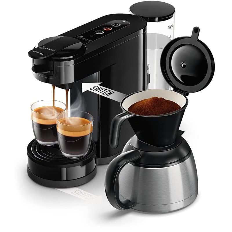 Philips Senseo Switch HD6592/64 Machine à café à dosettes et filtre, technologie d'infusion 2 en 1, réservoir d'eau de 1 litre,
