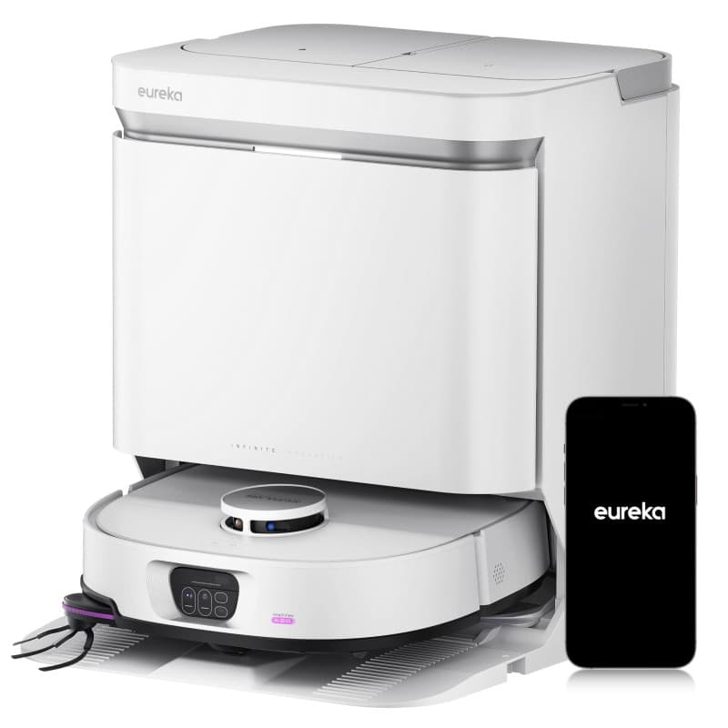 EUREKA J15 Max Ultra Robot Aspirateur Laveur avec Serpillière et Brosse Latérale Extensible, Aspiration 22000Pa, Station Autonet