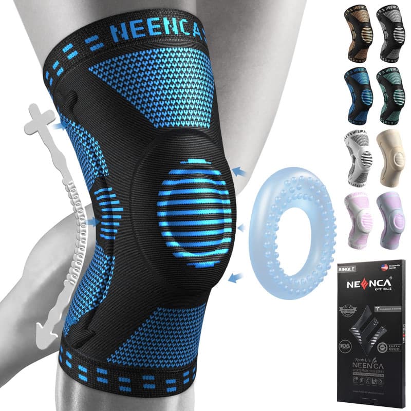 NEENCA Genouillère Professionnelle pour Homme et Femme avec Coussinets en Gel Rotulien et Stabilisateurs Latéraux,Genouillères d