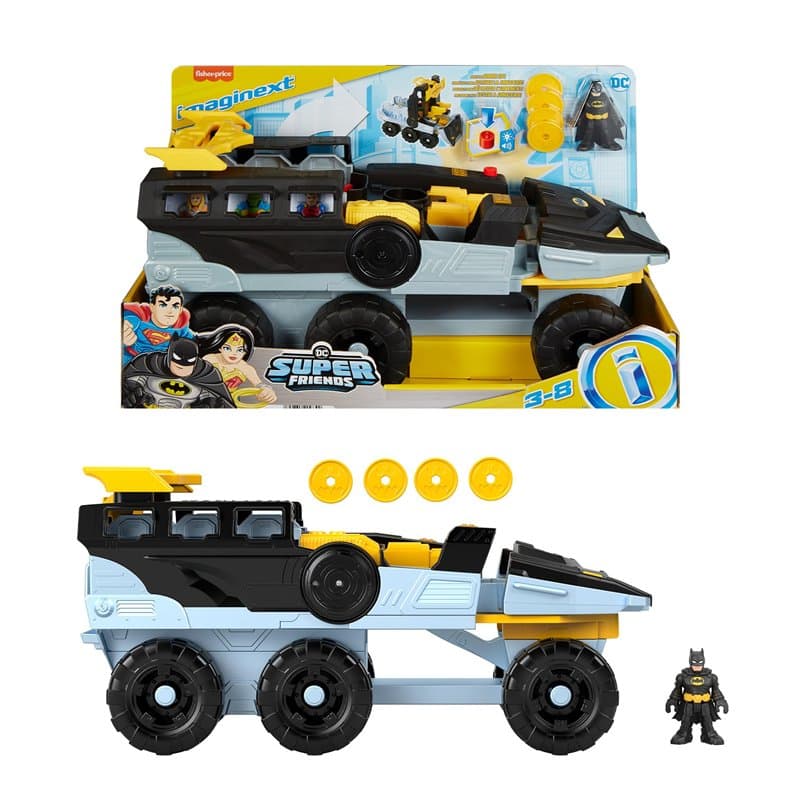 Fisher-Price Imaginext DC Super Friends Bat-Tank Transformable avec figurine sons, lumières et projectiles pour les enfants à pa