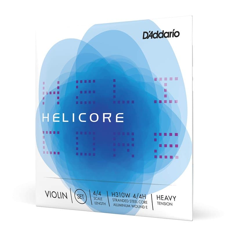 D'Addario Bowed Jeu de cordes avec corde de Mi à filet pour violon D'Addario Helicore, manche 4/4, tension Heavy