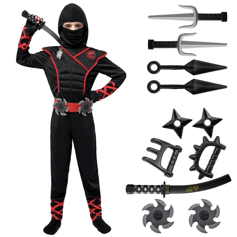 Spooktacular Creations Costume de Ninja de Luxe pour Enfants, Costume de Cosplay Ninja pour Garçons et Filles, Déguisement de Ni