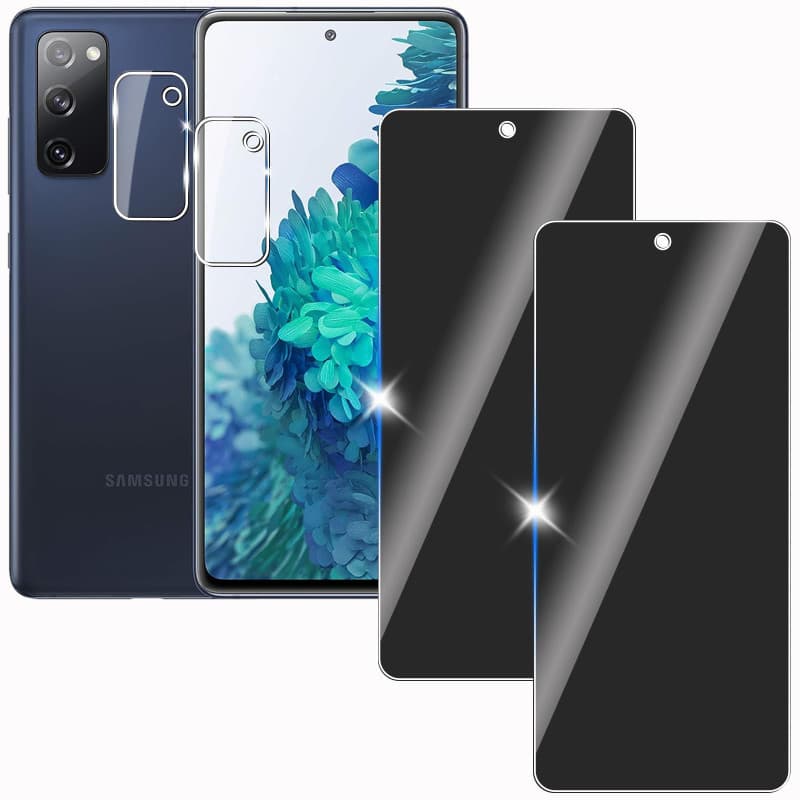 KULAIKE 2 Pièces Anti-Espion Protection Écran Verre Trempé pour Samsung galaxy S20FE avec 2 Pièces Protecteur d'objectif de Came