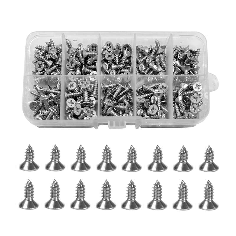 SyiXute 240 Pcs M4 Vis Autotaraudeuse,304 Acier Inoxydable Vis à Tête Plate Croisée,10 mm 12 mm Autotaraudeuse Vis à Bois,Avec B