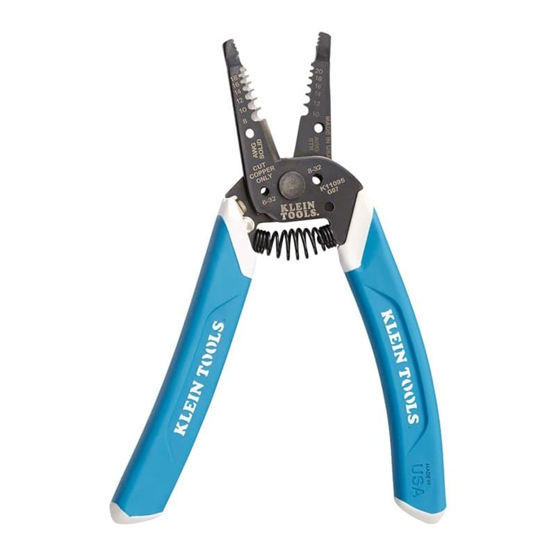 KLEIN TOOLS - Pince à dénuder et coupe-fil Kurve, pour fil 8-18 AWG solide et 10-20 AWG fil toronné Klein Tools K11095 bleu/blan