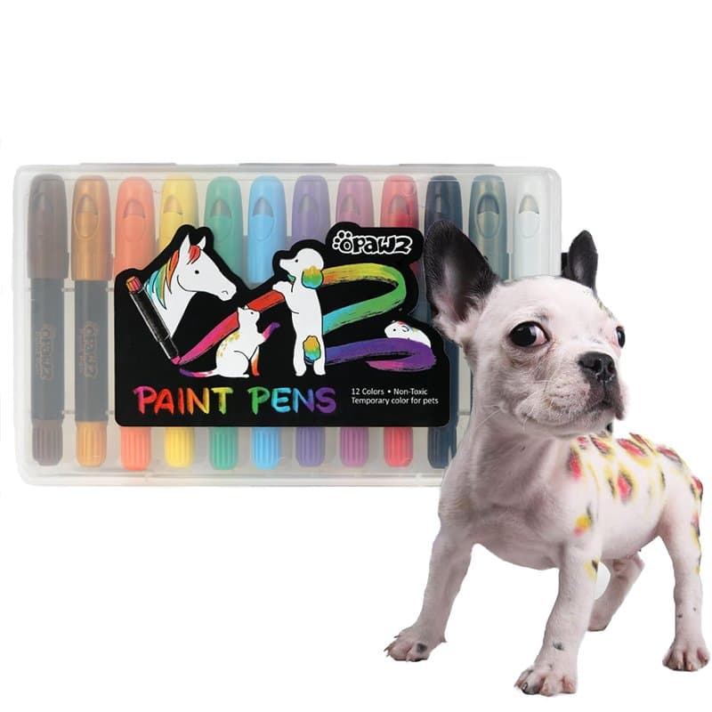 OPAWZ 12 Couleurs Crayons pour Animaux Colorant, Temporaire Teinture Chien, Teinture pour Poils d'Animaux, pour Marquage Chiens,