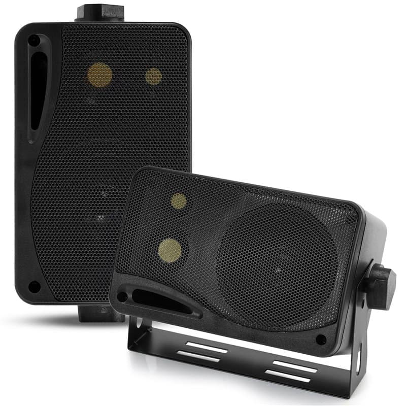 3-Way Indoor Outdoor Speaker System - 3.5 inch 200W Pair of Mini Box Ceiling Wall Mount Speakers w/ 1" Tweeter, 3.25" Woofer, 1.