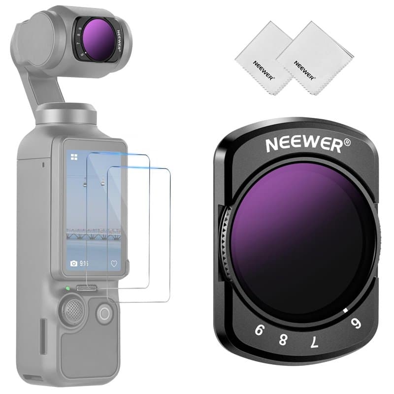 NEEWER Filtre ND Variable Compatible avec DJI Osmo Pocket 3 Creator Combo Accessories, Magnétique ND64-512 à Densité Neutre Régl