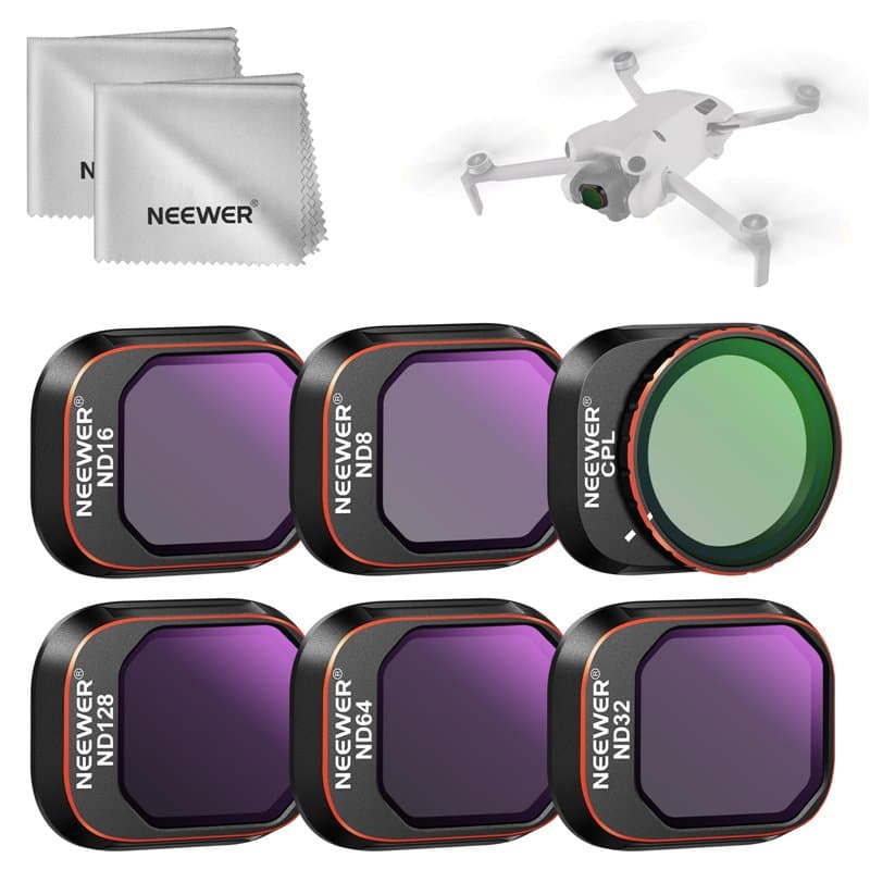 NEEWER Packs de 6 Filtre ND Compatible avec DJI Mini 4 Pro,Verre Optique HD Multicouche ND8 ND16 ND32 ND64 ND128 CPL,Filtre Pola