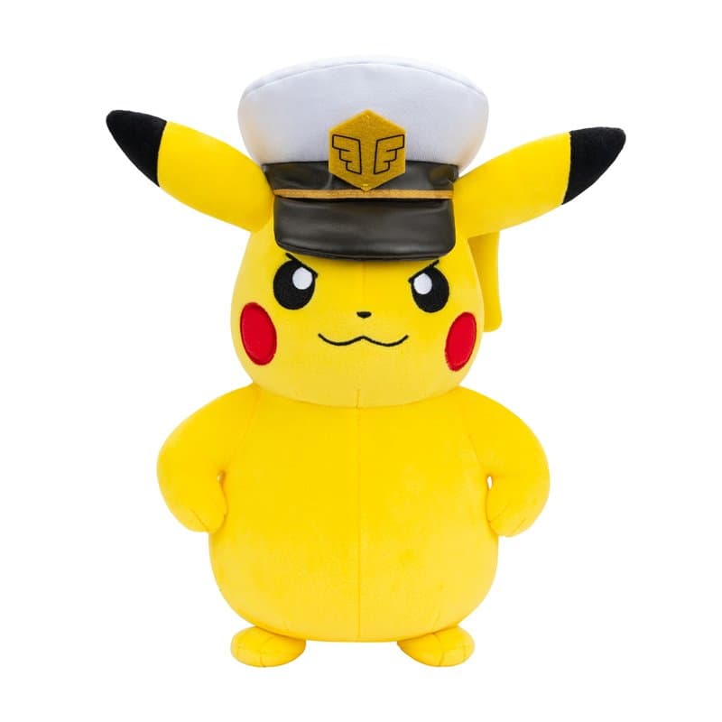 Pokémon Peluche Captain Pikachu Peluche Douce de 20 cm avec la Casquette de Captain et des détails Authentiques