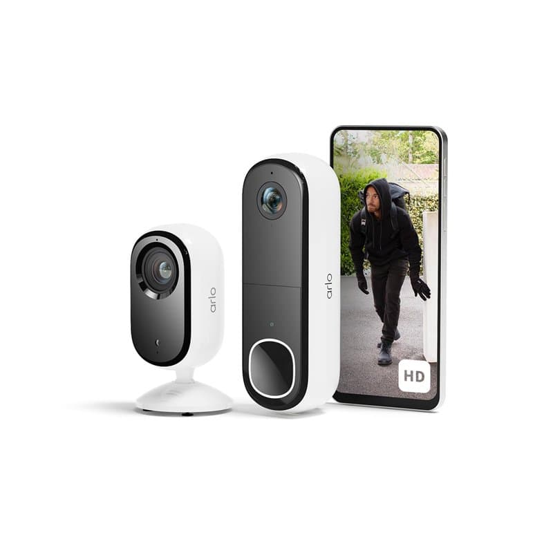 Arlo Sonnette vidéo HD sans Fil & caméra 2K intérieure – Sécurité Smart Home pour Famille & Animaux, Vision Nocturne, détection