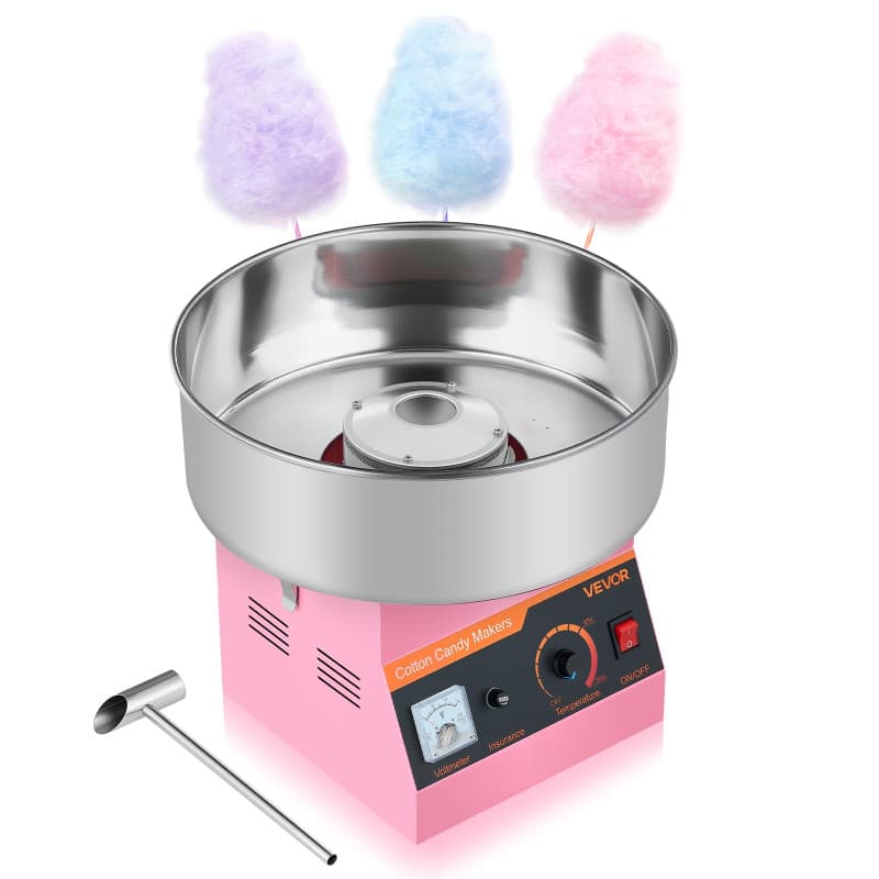 VEVOR Machine à Barbe à Papa Électrique 1000 W, Appareil à Barbe à Papa avec Bol en Acier Inoxydable de 38 cm et Cuillère à Sucr