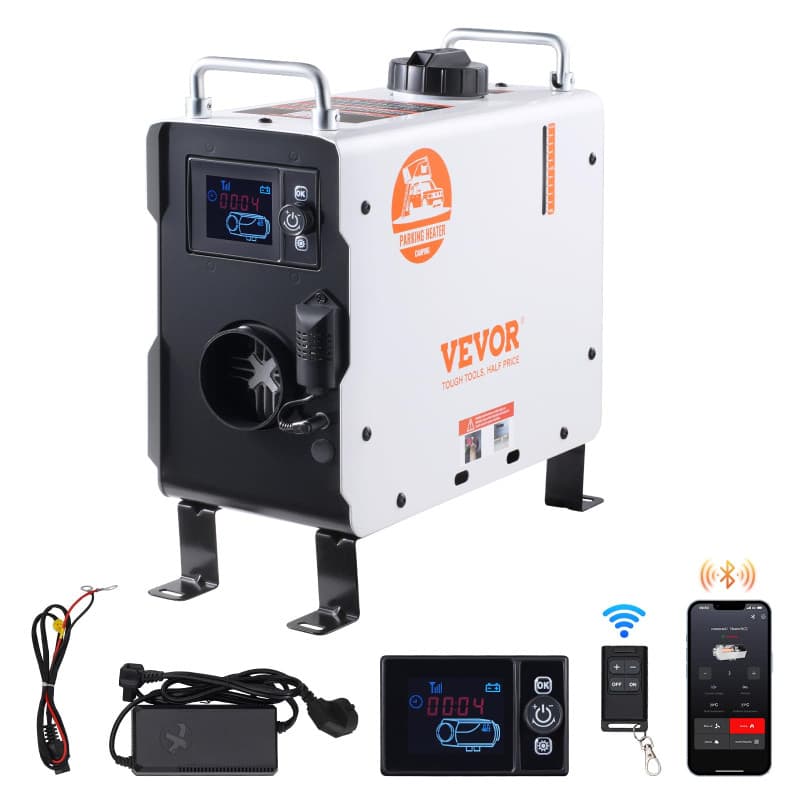 VEVOR Chauffage Diesel 2 kW, Réchauffeur d'Air 12/24/220 V, Contrôle par App Bluetooth, Télécommande et Écran d'Affichage, Alarm