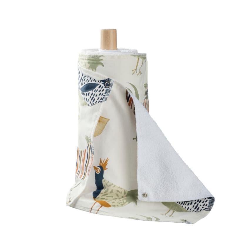 Lot de 10 rouleaux d'essuie-tout réutilisables avec boutons-pression – Serviettes en papier écologiques et réutilisables – Doubl
