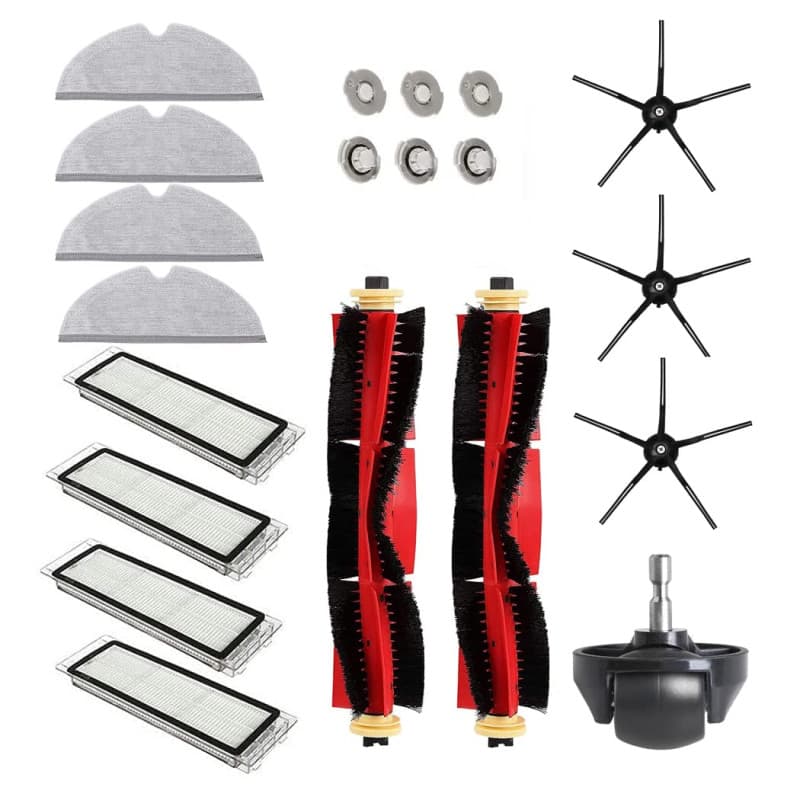 Lot de 20 accessoires pour aspirateur Xiaomi Roborock S6 S60 S65 S5 MAX T6, 2 brosses à rouleaux, 4 filtres, 4 chiffons, 3 bross