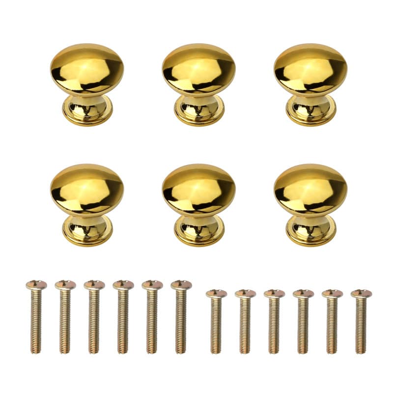 NC Lot de 6 petits boutons de placard ronds en forme de champignon avec vis pour placard, tiroir, portes de meubles, trou unique