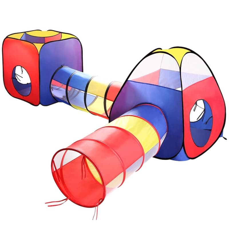 Tente Tunnel Enfant, Eocusun Pliant Tente Maison Aire de Jeux Pop-up Exterieur avec Tente Boule Pit et Panier + Sac de Rangement