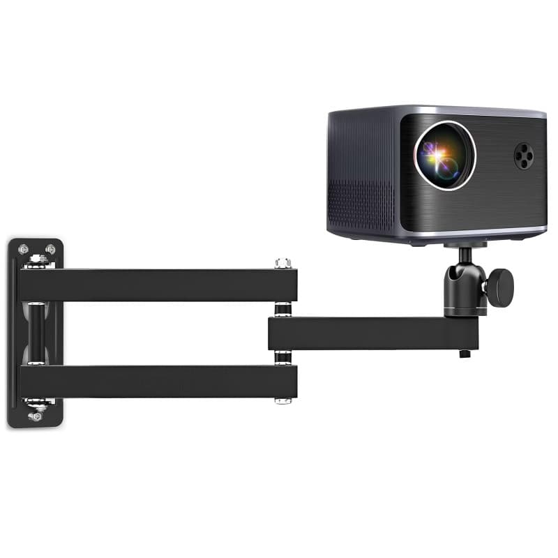 Support Videoprojecteur Mural, Support Projecteur Rotatif à 360° en Métal Support Retroprojecteur Pliable avec Interface à vis d