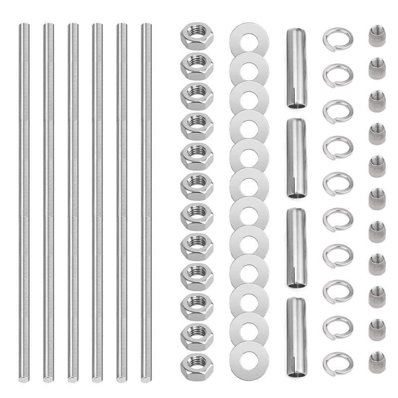 Lot de 6 tiges filetées M8 x 300 mm - Tiges filetées en acier au carbone - Vis à double filetage complet avec écrous et rondelle