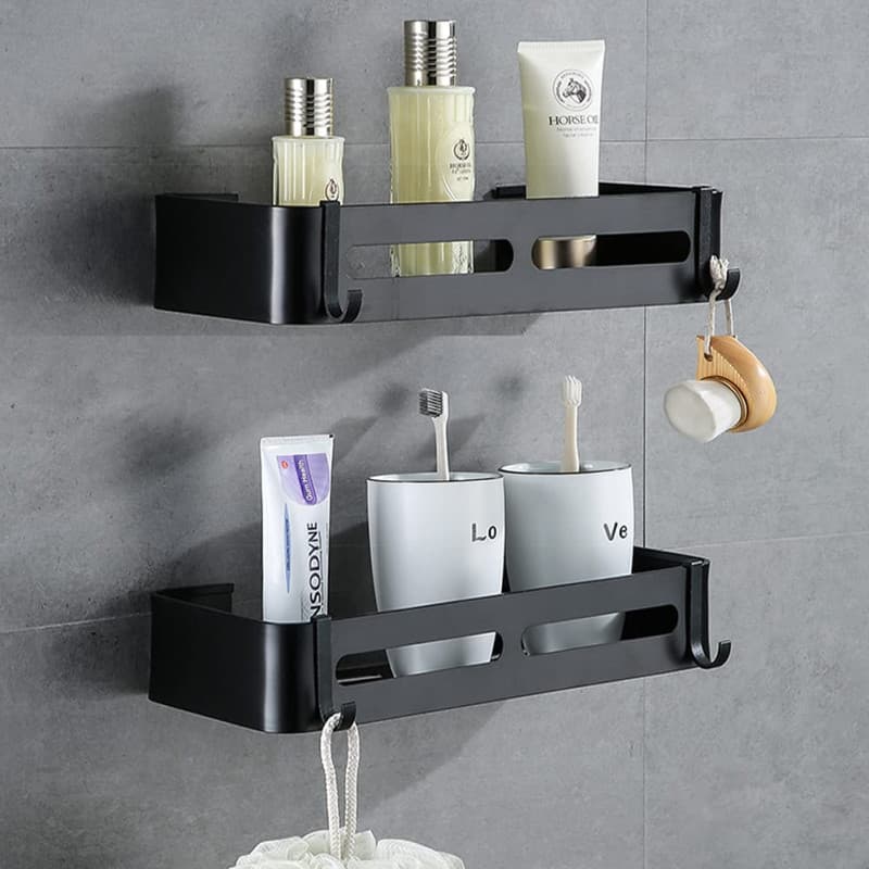 Yeegout Étagères de Salle de Bain sans perçage avec Crochets Amovibles Rangement adhésif en Aluminium pour Panier de Douche (car