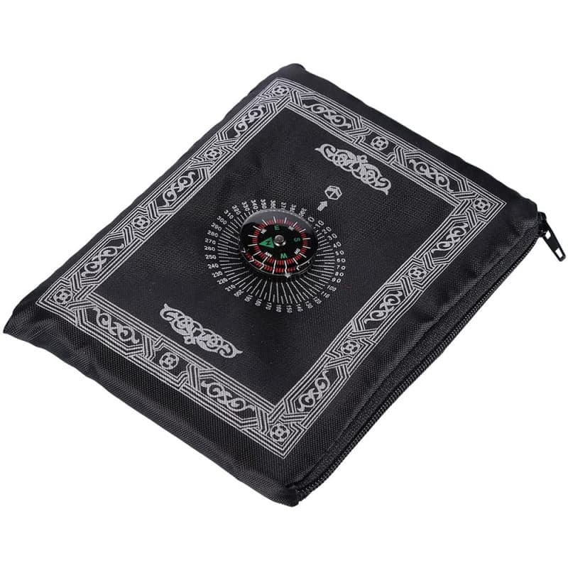 Namvo Tapis de prière Musulman, 60 * 100cm Tapis de prière de Voyage Islamique léger Portable avec Boussole pour prières Noir