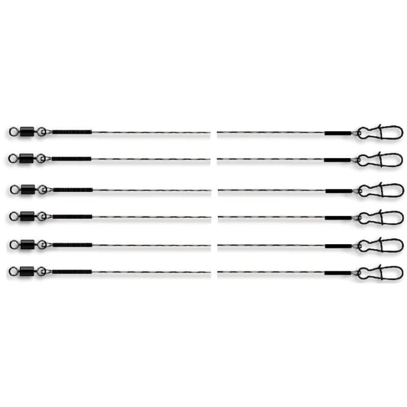 Set : 6 Compartiment Power Flex 7 x 7 Super Soft acier avant avec Tourbillon, 15 kg, longueur 50 cm + autocollant Petri Heil.