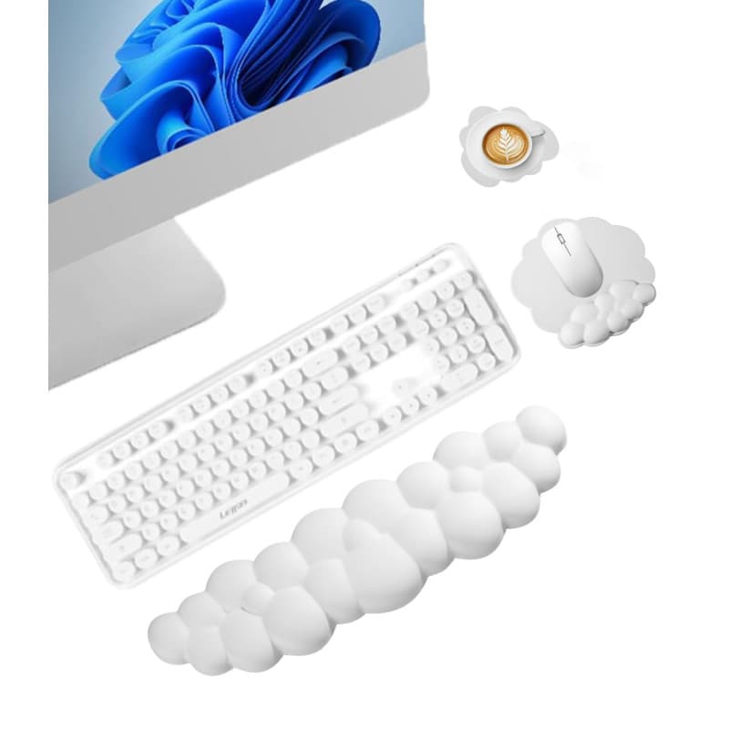 Zofory Cloud Wrist Rest Keyboard and Mouse, Tapis de Clavier Mignon Antidérapant Tapis de Souris Sous-verres Mousse à Mémoire de