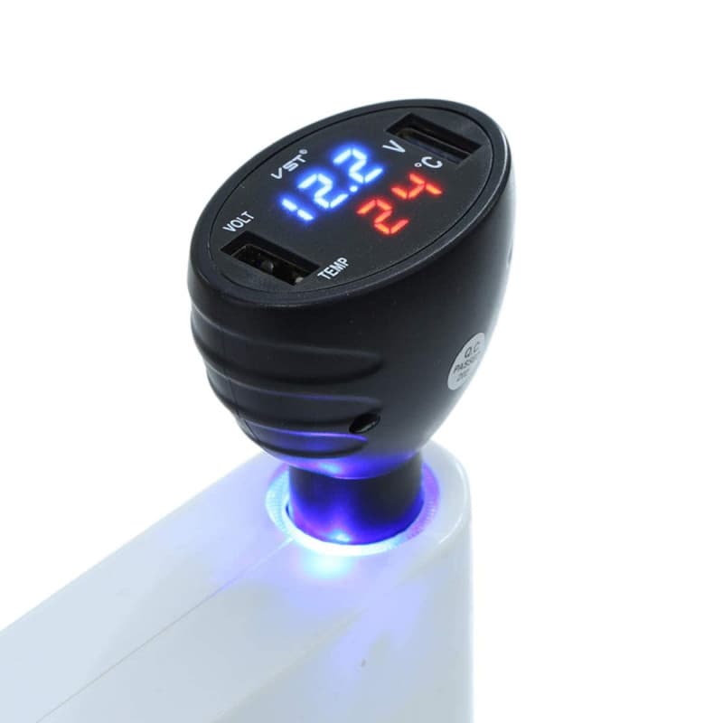 3 en 1 12 V Dual USB Chargeur De Téléphone De Voiture Thermomètre Voltmètre Affichage De Voiture Port USB Chargeur Voltmètre Aff