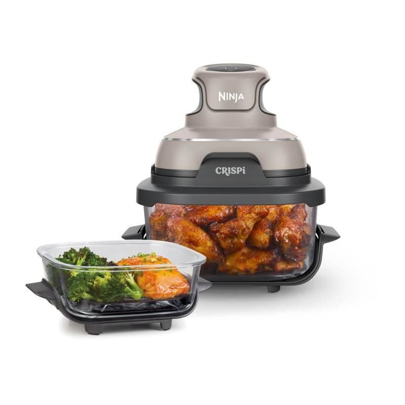 Friteuse sans huile portable NINJA - CRISPI - Récipients 1,4L et 3,8L - 4 programmes prédéfinis - 1400W - Beige