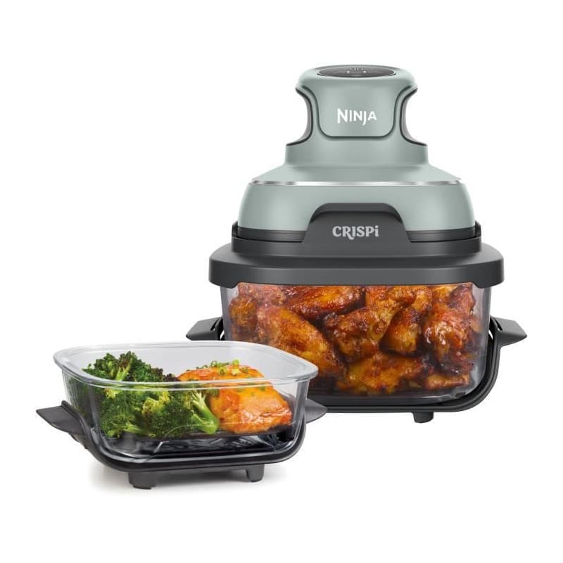 Friteuse sans huile portable NINJA - CRISPI - Récipients 1,4L et 3,8L - 4 programmes prédéfinis - 1700W - Sauge