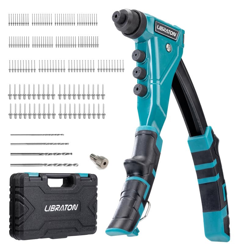 LIBRATON Pince à Rivet Robuste, Pince à Rivet Pop, Riveteuse Manuelle Professionnelle, Outil de Rivetage avec 160 Rivets, Compre
