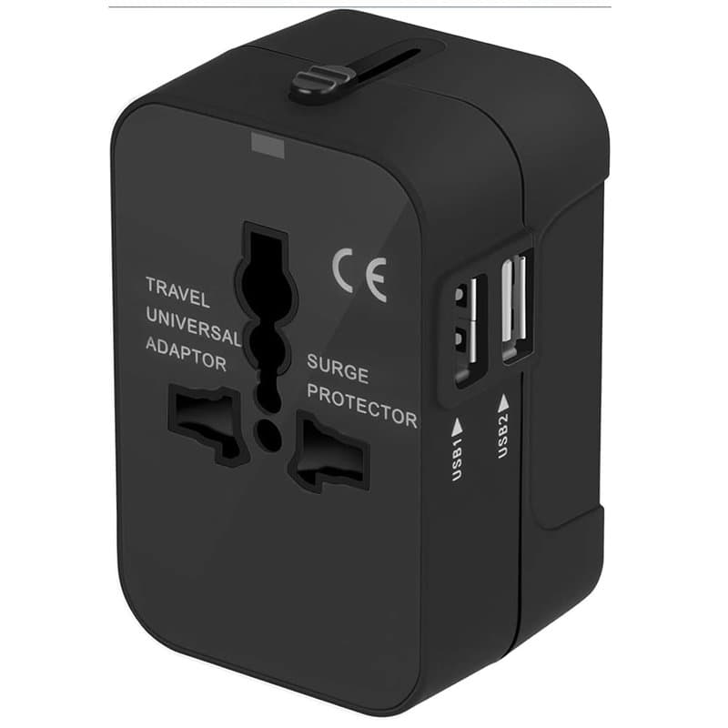 Adaptateur de Voyage Universel, Prise Multiple avec Protection de surtension, 2 Ports USB Prise International, Prise de Voyage U