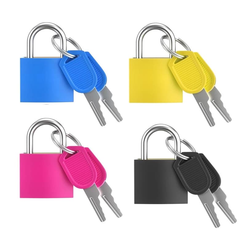 Lot de 4 cadenas pour valise - Petit cadenas avec clé - Multicolore - Pour les voyages en avion