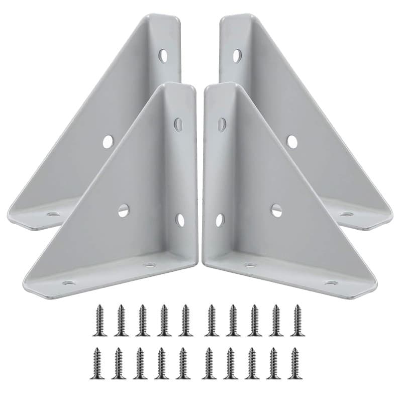 Lot de 4 Équerres d'Angle pour Lit/Bureau - Support de Fixation Triangulaire Blanc - Connecteur Solide pour Bord de Lit et Meubl