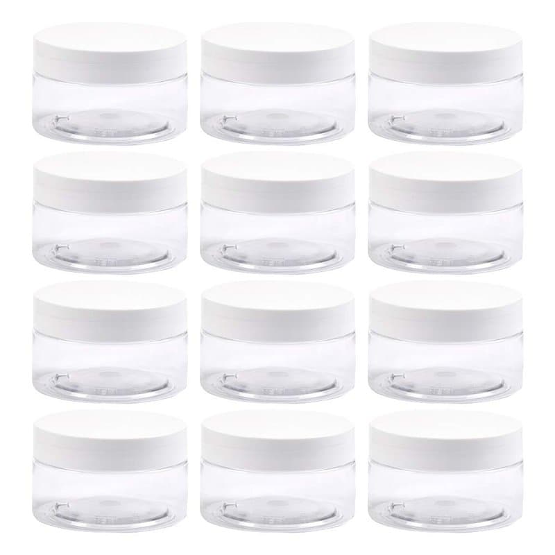 BUYGOO 100ML Cosmétiques Vide en plastique transparent vide avec capuchons pour perles, contenant de 12 PCS pour échantillons co