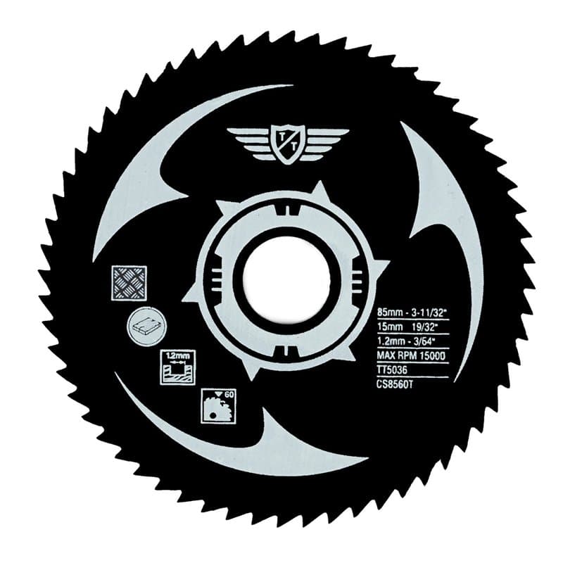 1 x TopsTools CS8560T 85mm 60T Lames de scie HSS Alésage 15mm Compatible avec Worx, Bosch, Makita, Ryobi, Rockwell et bien d'aut