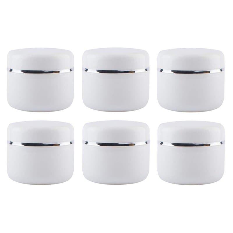 6 Pcs 8 oz (250ml) Bocaux cosmétiques en plastique blanc avec doublures intérieures et couvercles de dôme Contenants cosmétiques