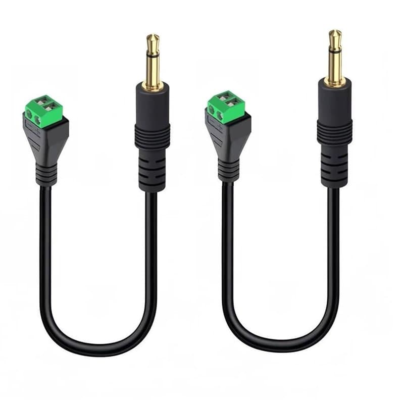 Taikuwu Connecteur Jack 3.5mm (Lot de 2) - Adaptateur Mâle Mono TS 3.5mm vers Bornier à Vis 2 Pôles, Câble Audio 30cm Noir, Sans