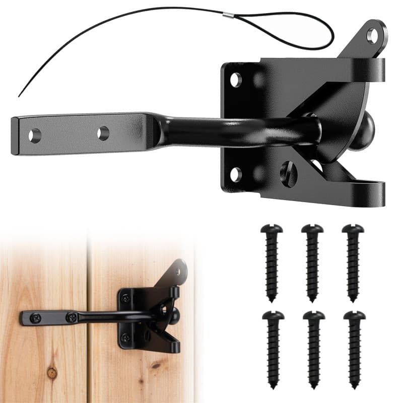 Verrou automatique de porte de jardin à gravité - Verrou autobloquant - En acier inoxydable - Avec vis pour porte de jardin - Cl