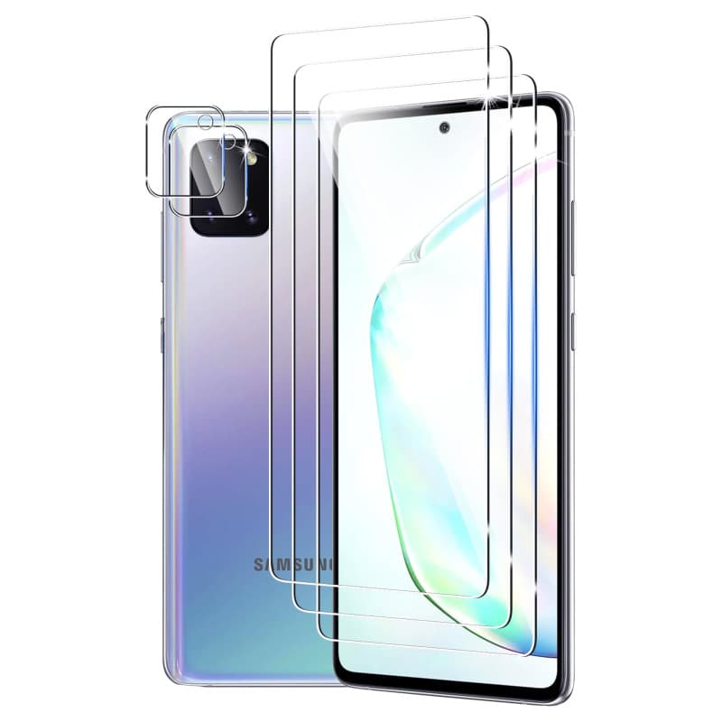 DXULWLM 3+2 Pièces Verre Trempé pour Samsung Galaxy Note 10 Lite avec Caméra Arrière Protecteur,HD Transparent,9H Dureté,sans Bu