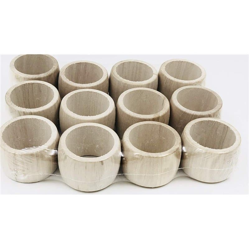 MGI DEVELOPPEMENT Artisanat Francais Traditionnel, Lot de 12 Ronds de Serviette en Bois Brut Made in France, Jura (à Laisser Bru