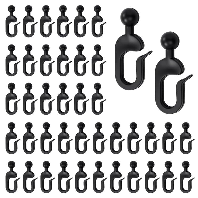 FuxFuis 50 PCS Crochets de Rideau en Plastique, Crochets pour Rideaux de Tonnelle, Crochets Rideau Rail Glisseur Pergola, Croche