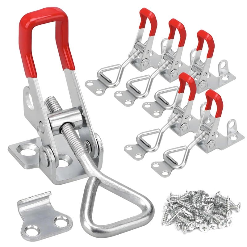 6 Pcs Loquet a Bascule, Loquet à Bascule, Cerradura Sauterelle de Serrage Réglables, Fermeture à Levier à Ressort Fermoir à Basc