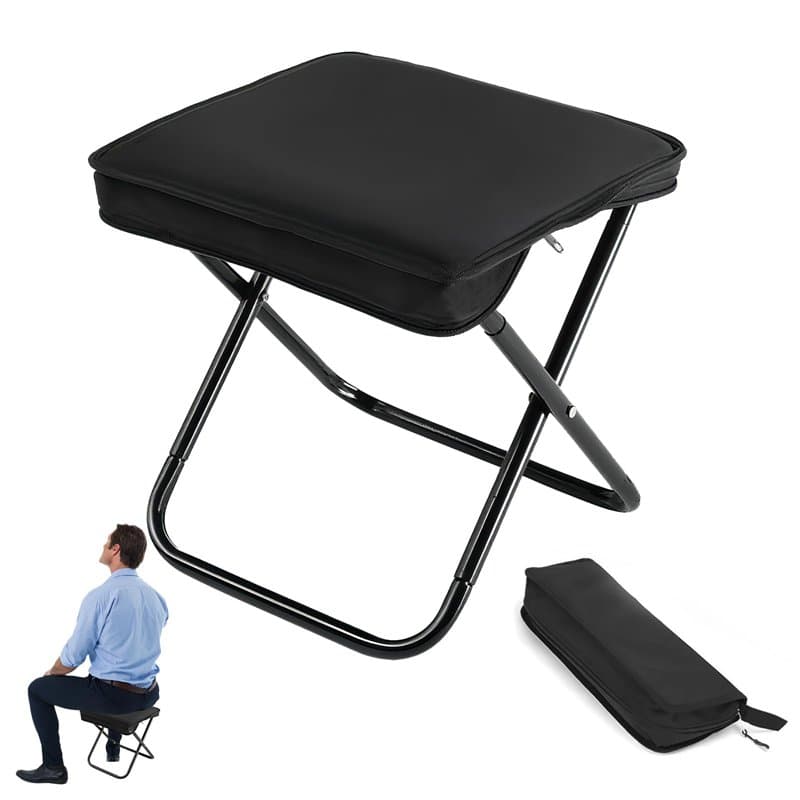 Tabouret de Jardin Noir Pliable jusqu'à 150 kg en Aluminium avec Sac de Transport - Chaise Pliante légère et Portable pour Le Ca