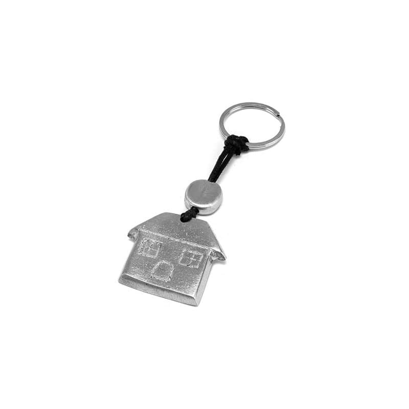 Vestopazzo Porte-clés en forme de maison. Fabriqué à la main en aluminium 100 % recyclé. Nickel testé AL06040, argent, S