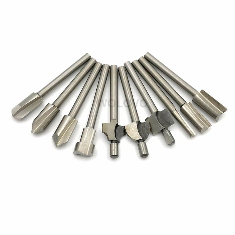 Lot de 10 fraises à défoncer en acier rapide de 3 mm pour menuiserie et défonceuse Dremel Foredom