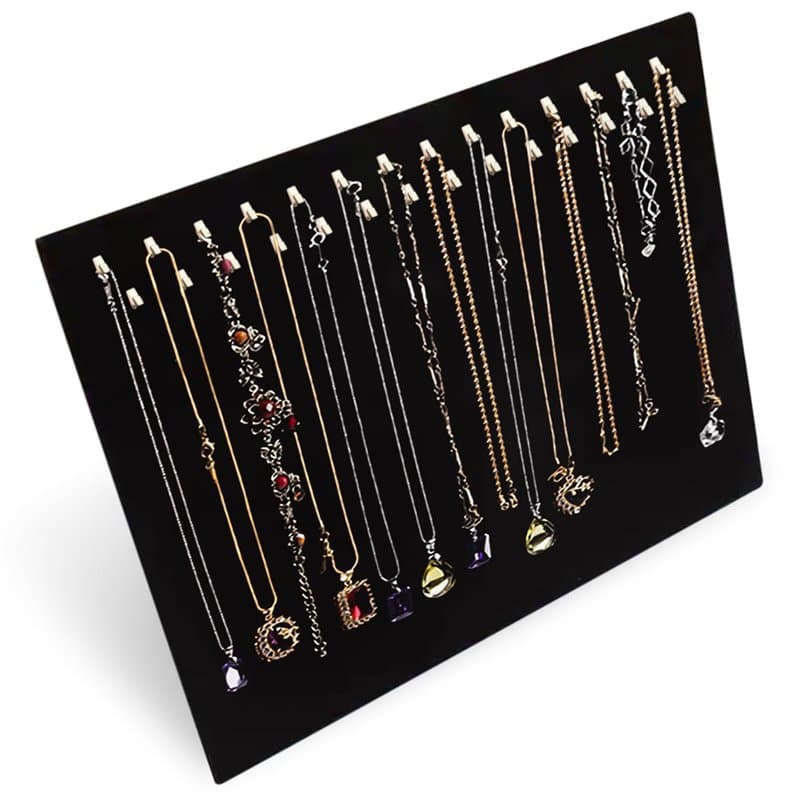 Nizirioo Présentoir à bijoux en velours pour colliers, bracelets, boucles d'oreilles et autres accessoires, avec 28 crochets, no