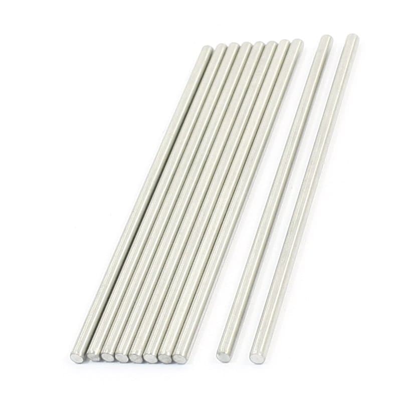 sourcingmap 10 pièces Tige Acier 3mm x 90mm en acier inoxydable tige ronde essieu pour modèle de voiture RC pièce
